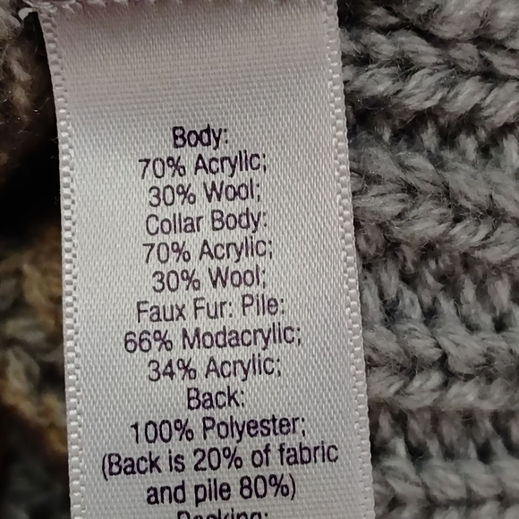 Jennifer Lopez Sweater Gray Chunky Sleeveless Removable Faux Fur Collar… - Picture 11 of 11